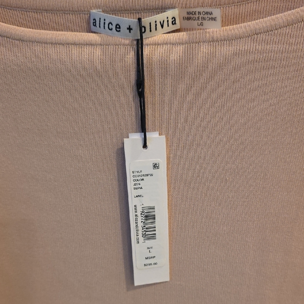 alice + olivia Sepia Ribbed Knit Top in Blush